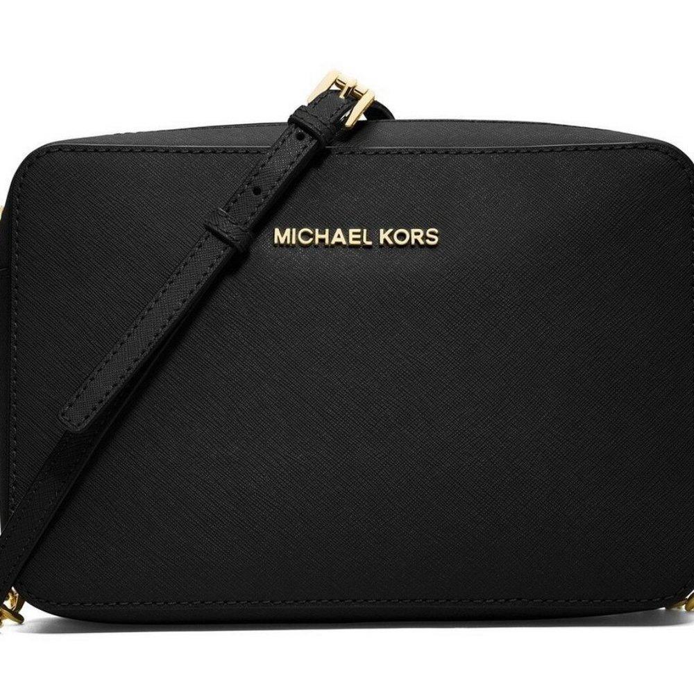Michael Kors Jet Set Large EW Saffiano Leather Crossbody Bag in Black